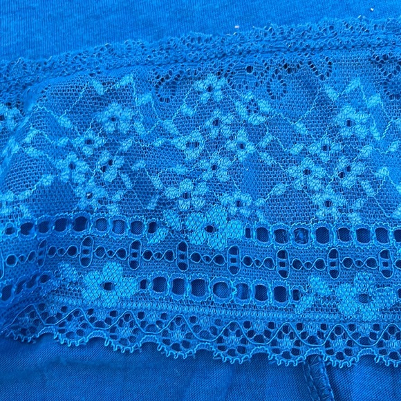 Abercrombie & Fitch 3/4 sleeve short front long back blue shirt size L - Picture 3 of 5